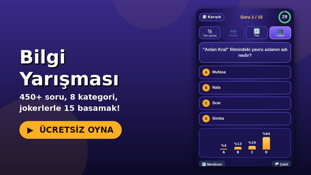 Bilgi Yarışması oyun ekranı