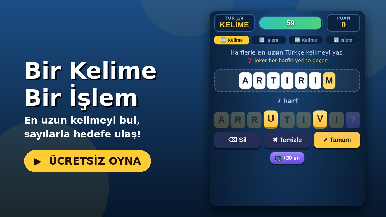 Bir Kelime Bir İşlem oyun ekranı