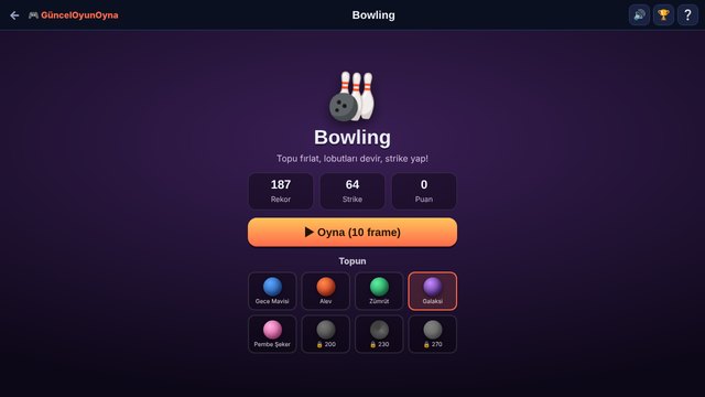 Bowling menü ve top seçimi