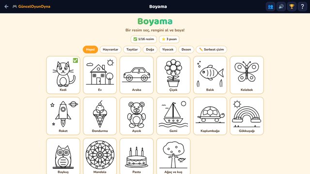 Boyama: hayvanlar, taşıtlar ve doğa resimleri galerisi