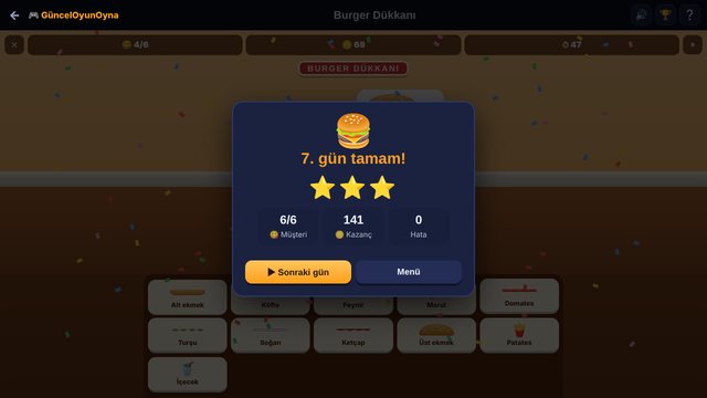 Burger Dükkanı gün tamam ve yıldızlar