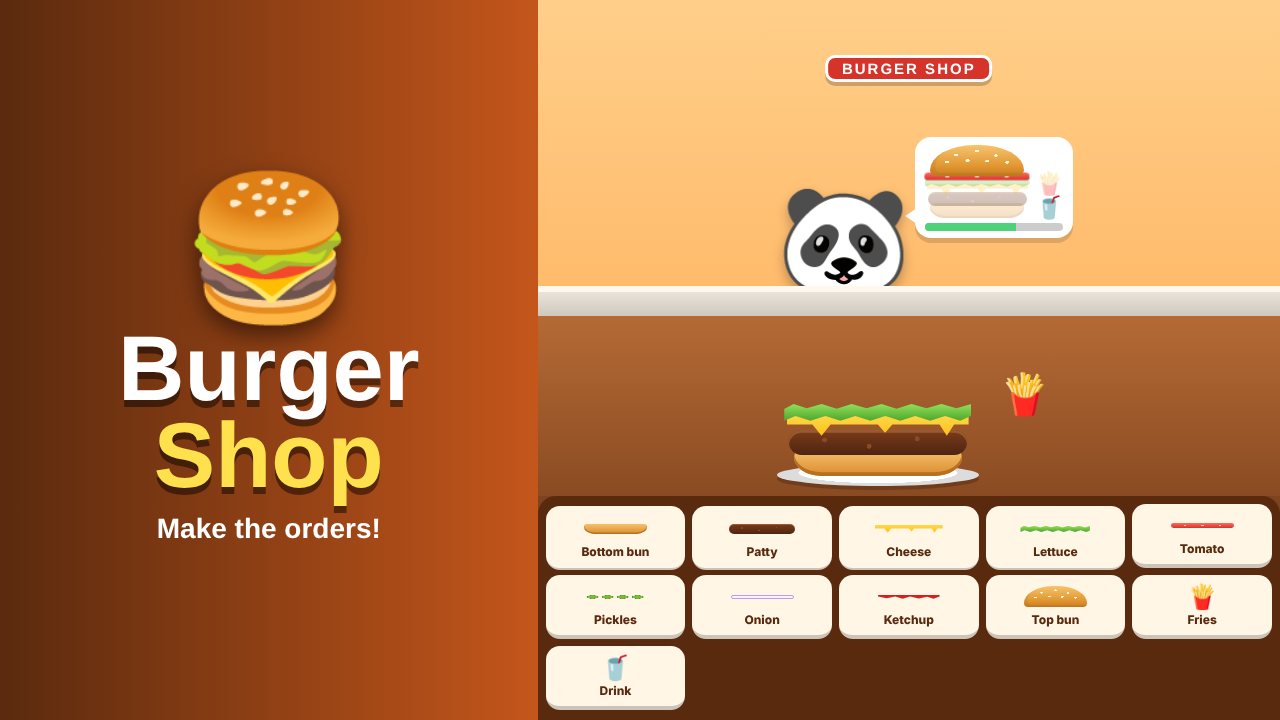 Burger Shop game screen