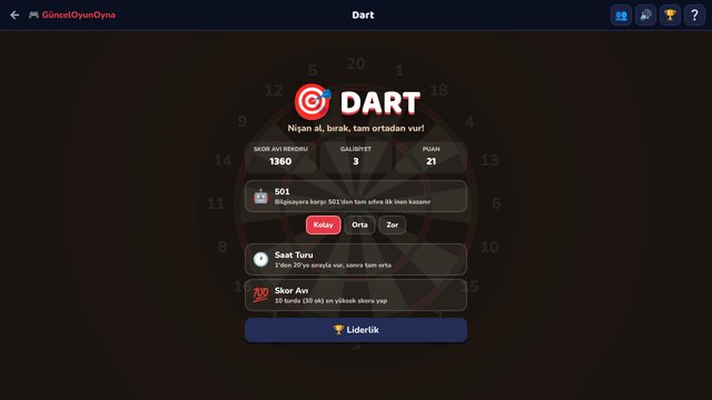 Dart: 501 maçında bilgisayara karşı