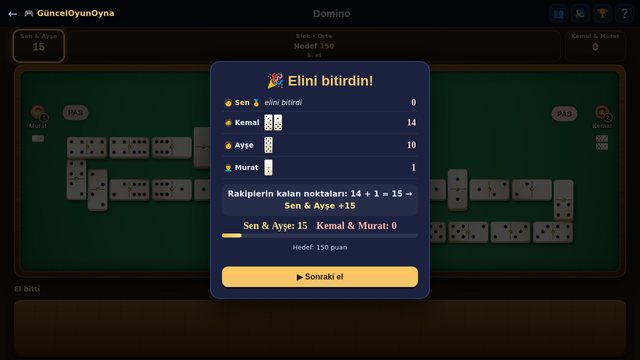 Domino el sonu puan hesabı
