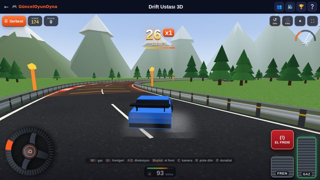 Drift Ustası 3D: Karlı Orman pistinde kar yağışı altında kayan araba