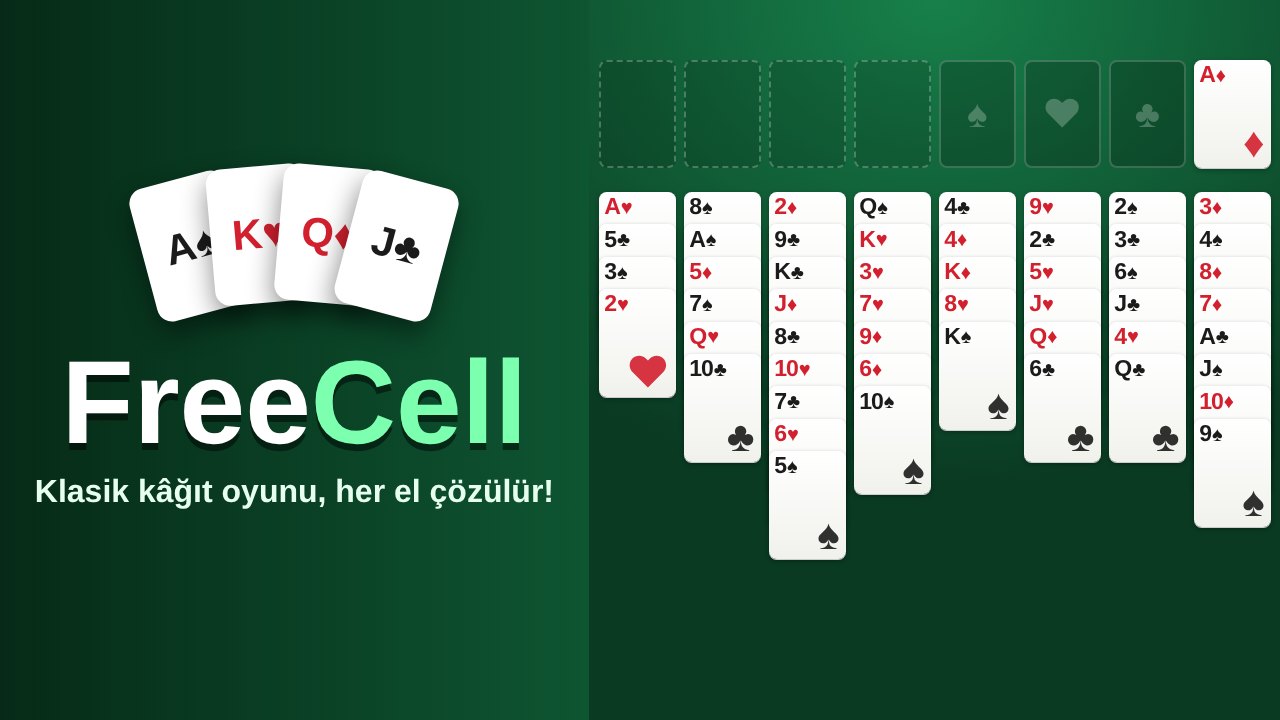 FreeCell oyun ekranı