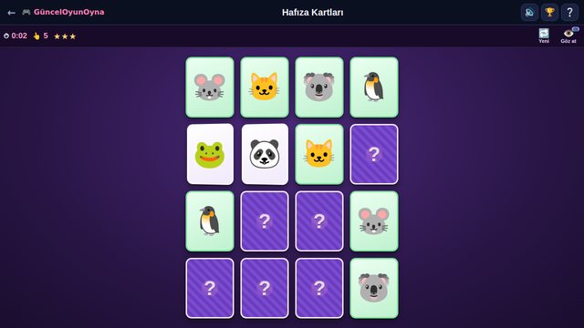 Hafıza kartları oyun alanı