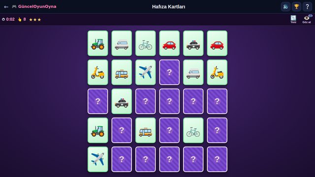 Hafıza kartları zor seviye