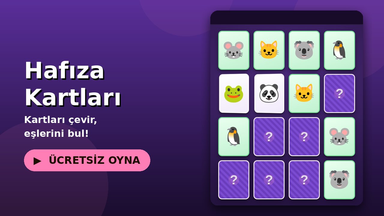 Hafıza Kartları oyun ekranı
