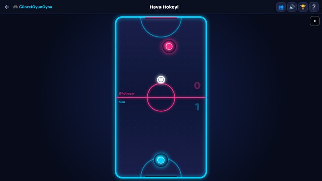 Hava Hokeyi: neon masada disk ve tokmaklar
