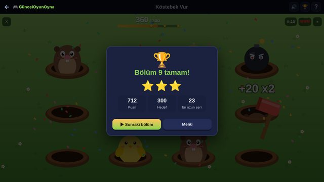 Köstebek Vur bölüm tamam ve yıldızlar