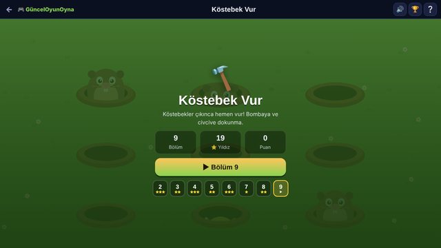 Köstebek Vur menü