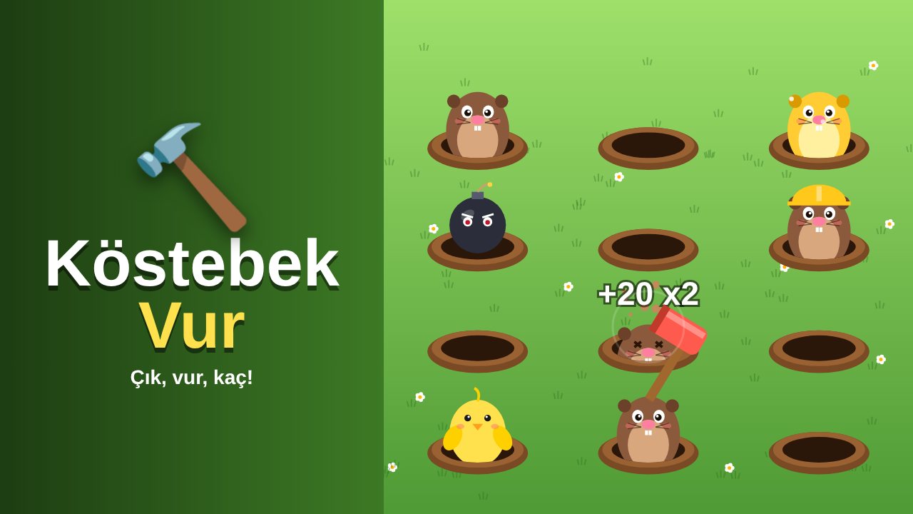 Köstebek Vur oyun ekranı