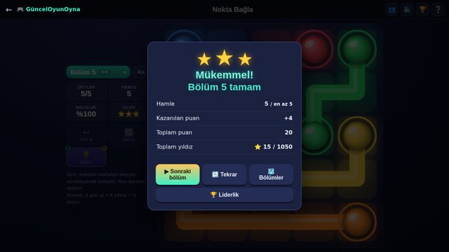 Nokta Bağla bölüm tamamlandı, üç yıldız