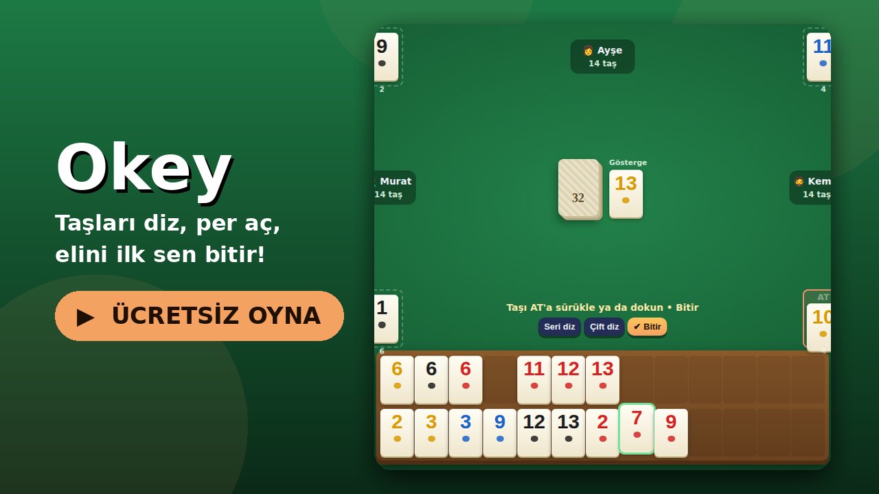 Okey oyun ekranı