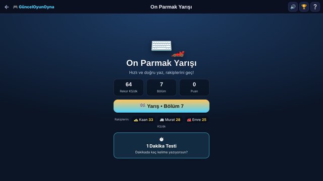 On Parmak Yarışı menü ve rakipler