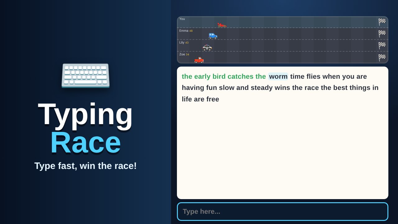 Typing Race game screen