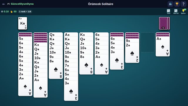 Örümcek solitaire tamamlanan diziler