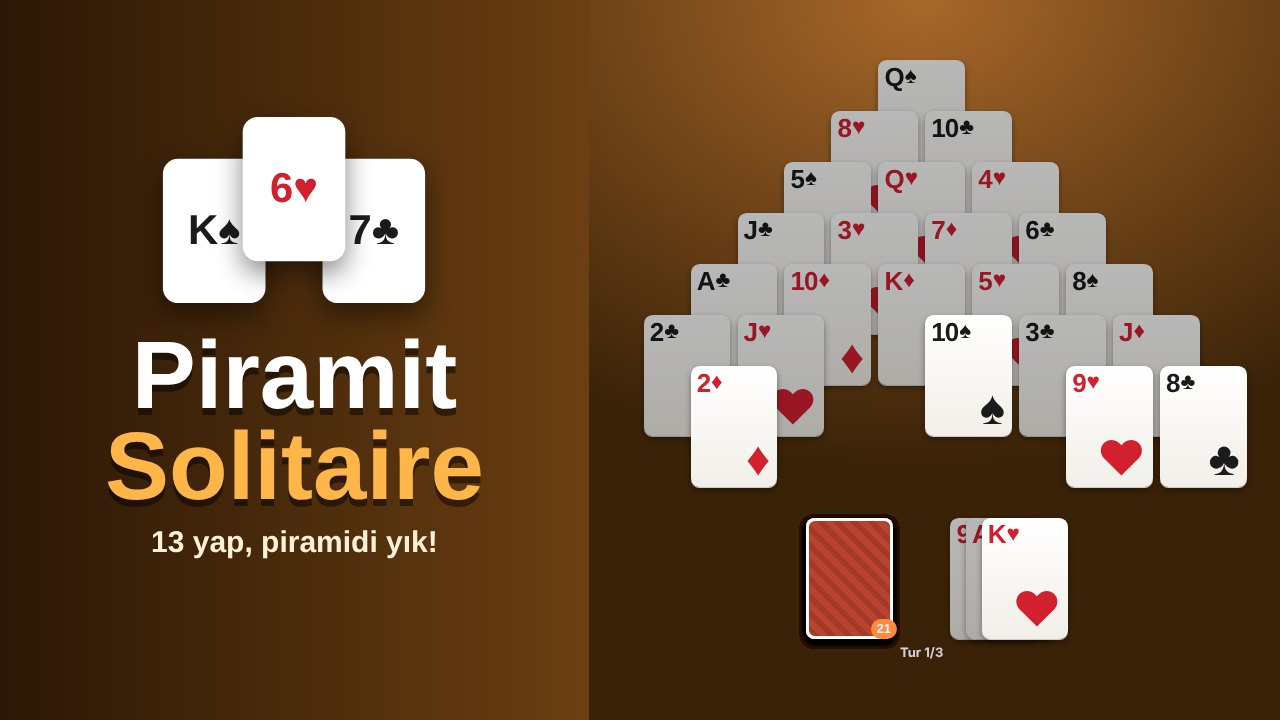 Piramit Solitaire oyun ekranı