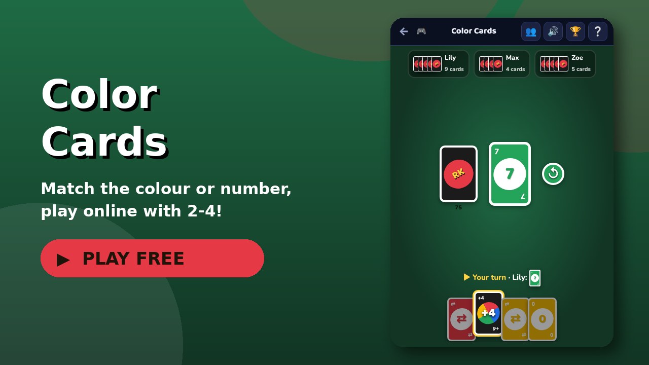 Color Cards game screen