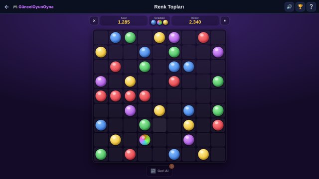 Renk Topları tahtası ve seçili top