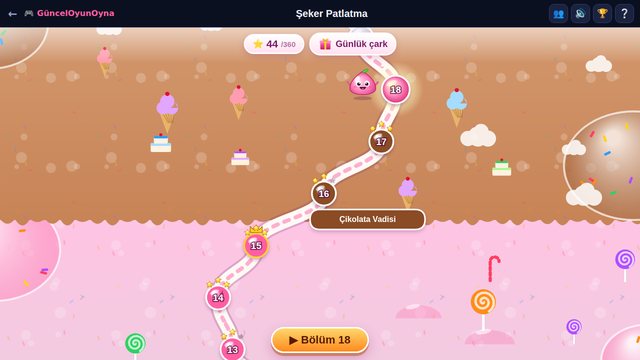Şeker Patlatma bölüm haritası, bölgeler ve yıldızlar