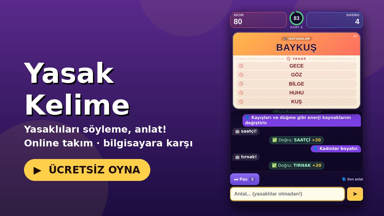 Yasak Kelime oyun ekranı