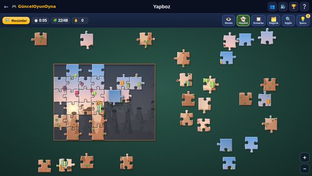 Yapboz oyunu tırnaklı parçalar ve tahta