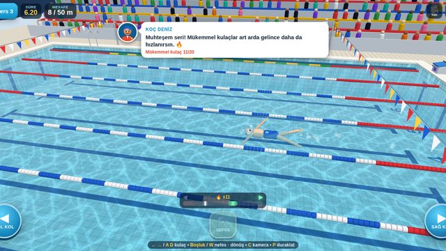 Yüzme Şampiyonu 3D: Yüzme Okulu'nda Koç Deniz ile kol kulacı ritmi dersi